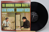 Vinyl record with cover featuring Gene Krupa and Buddy Rich, labeled 'The Original Drum Battle!'.
