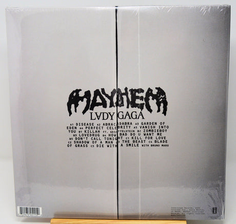 Back cover of a vinyl album with text and branding
