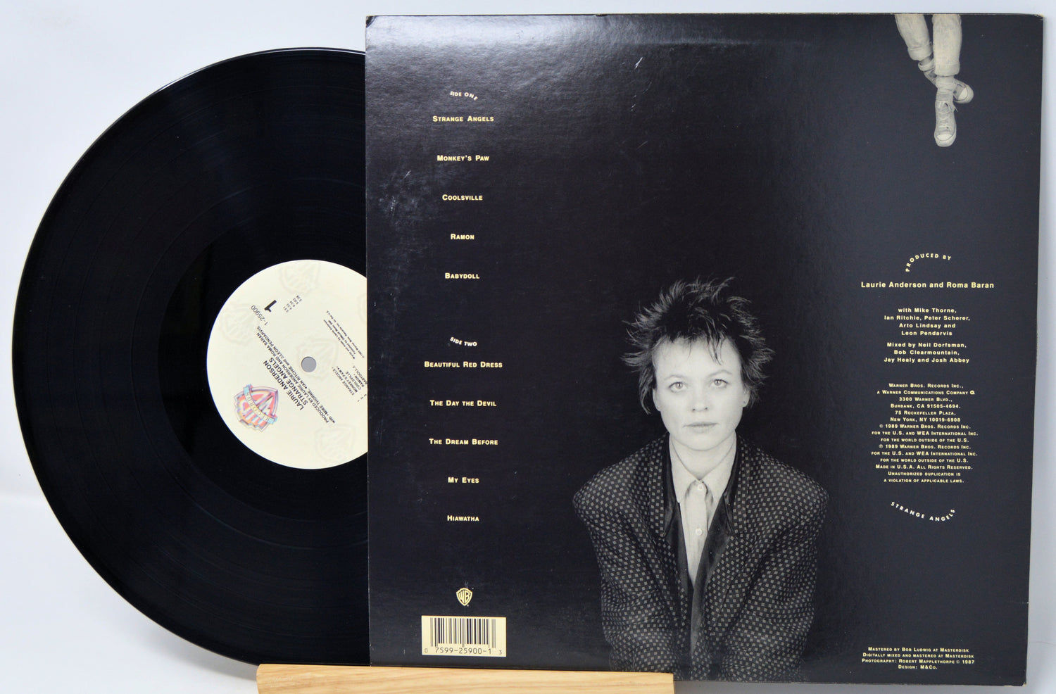 Vinyl record with a portrait on the back cover