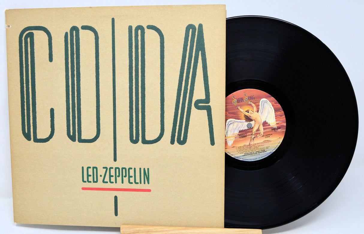 Vinyl record with 'Coda' by Led Zeppelin on a beige cover