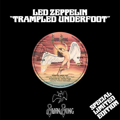 Limited edition Led Zeppelin 'Trampled Underfoot' vinyl with Swan Song label artwork, collectible special release.