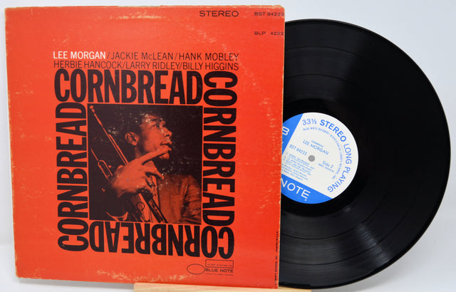 Vinyl record and cover titled 'Cornbread' by Lee Morgan, Jackie McLean, Hank Mobley, etc.