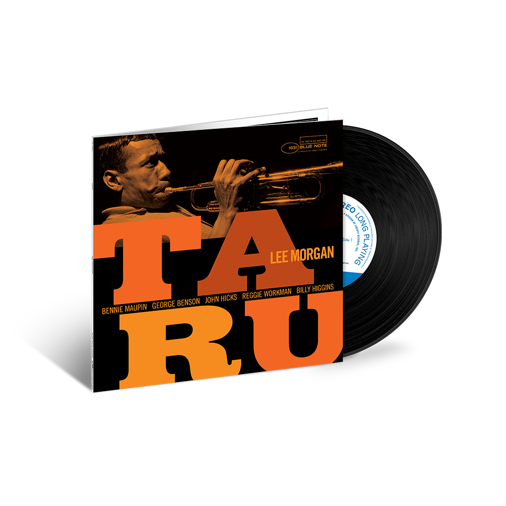 A new vinyl record titled 'Taru' by Lee Morgan, featuring an image of the artist with a trumpet on the cover. The album is part of the Blue Note Tone Poet Series.