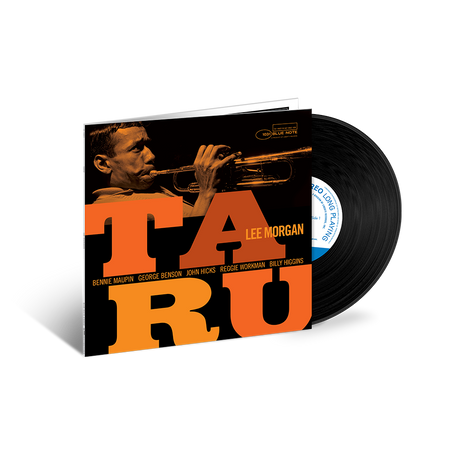 A new vinyl record titled 'Taru' by Lee Morgan, featuring an image of the artist with a trumpet on the cover. The album is part of the Blue Note Tone Poet Series.