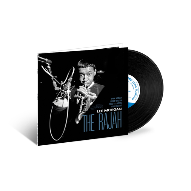 Vinyl record with cover featuring a black and white photo of a musician and text 'Lee Morgan The Rajah'.