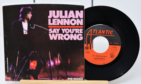 Vinyl record and cover with 'Julian Lennon Say You're Wrong' on a white background