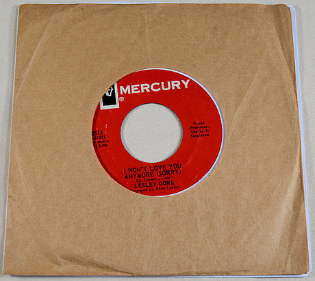 Lesley Gore 'I Won't Love You Anymore (Sorry)' Mercury 45 RPM single in brown paper sleeve