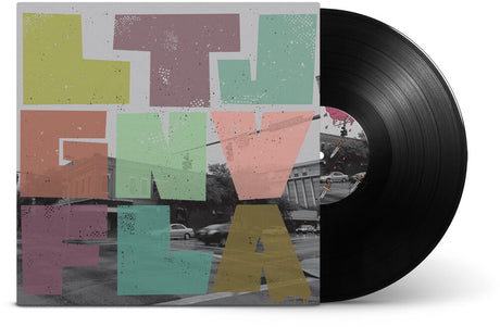 Vinyl record by 'Less Than Jake' titled 'GNV FLA' with colorful album cover featuring the letters for the title and a cityscape.