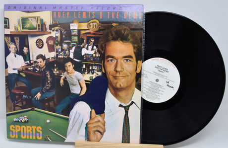 Vinyl record with cover featuring a man in a bar setting and 'Sports' text.