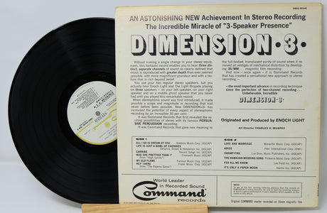 Vinyl record with its cover displaying text about stereo recording technology on a light gray background.