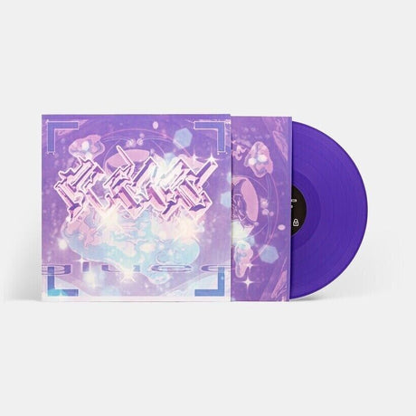 Limited edition purple vinyl record with dreamy, abstract cover art and futuristic design