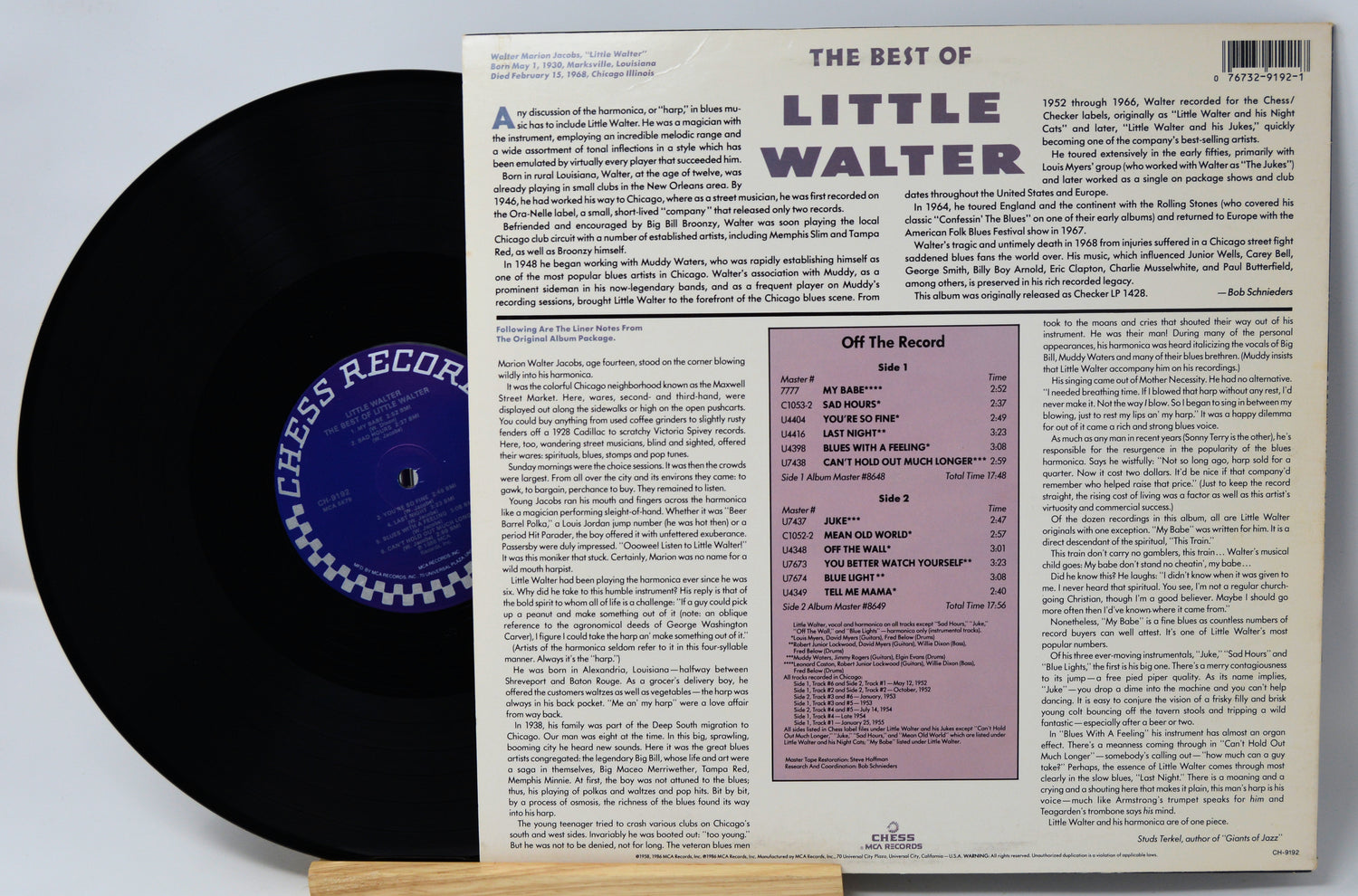 Vinyl record with cover displaying 'The Best of Little Walter' on a light gray background