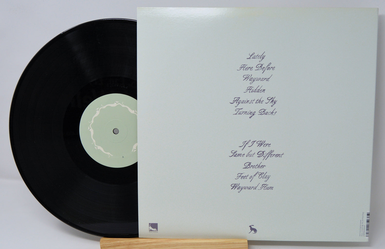 Lookaftering vinyl record with back cover showing tracklist