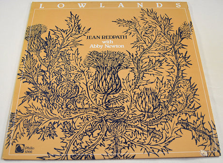 Front cover of 'Lowlands' vinyl by Jean Redpath and Abby Newton with artistic botanical illustration