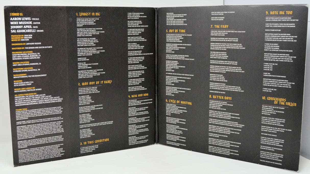 Staind Confessions of the Fallen vinyl LP gatefold with lyrics and credits
