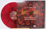 Back cover and red marbled vinyl record of Macy Gray's Ruby album with rose pattern and tracklist