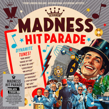 Madness Hit Parade vinyl album cover featuring vibrant retro artwork and band portraits