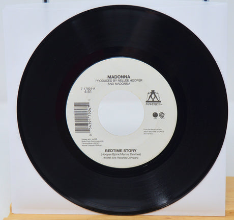 Vinyl record with label on a white background