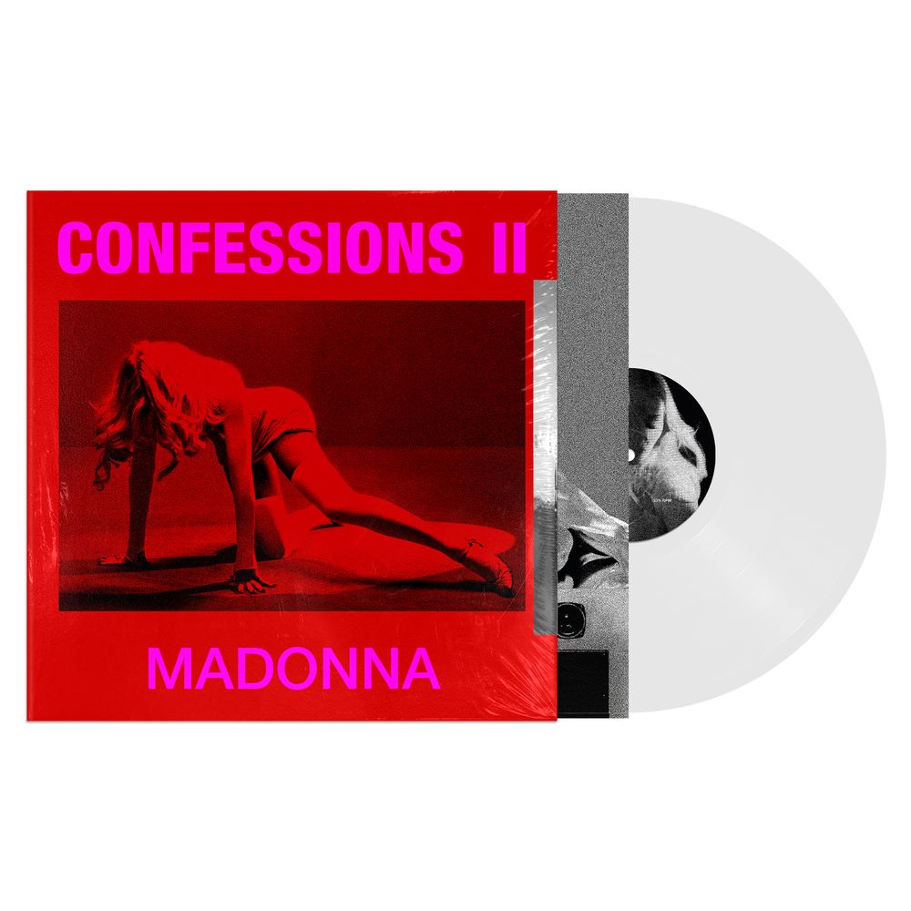 Vinyl record with red cover featuring a silhouette and 'Confessions II' text, on a white background.