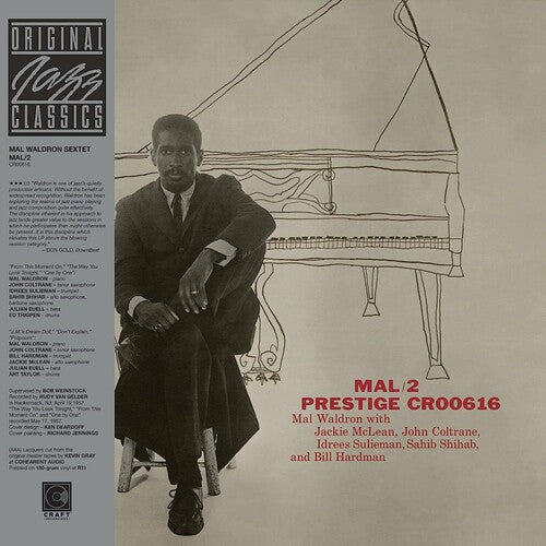 Album cover with a man sitting in front of a piano, featuring text about jazz music.