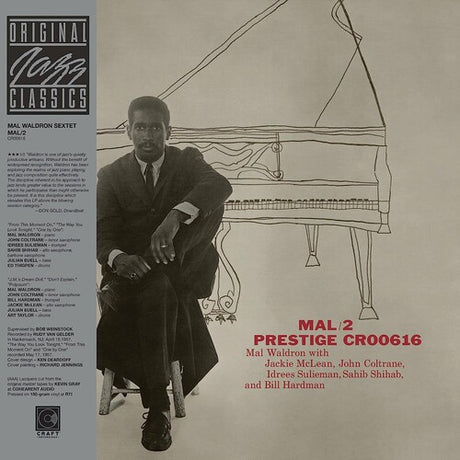 Album cover with a man sitting in front of a piano, featuring text about jazz music.