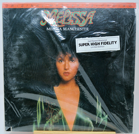 Melissa Manchester 'Melissa' vinyl record album cover, sealed in plastic shrink wrap with a 'Super High Fidelity' sticker, photographed flat against a white background.