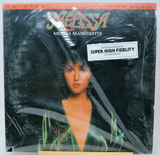 Melissa Manchester 'Melissa' vinyl record album cover, sealed in plastic shrink wrap with a 'Super High Fidelity' sticker, photographed flat against a white background.