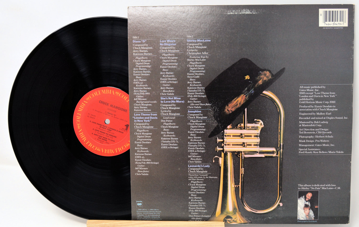 Vinyl record with a trumpet illustration on the cover