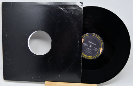 Vinyl record with a black cover on a white background