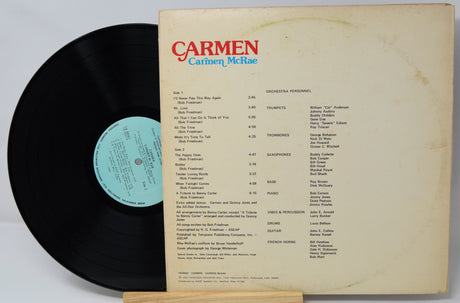 Vinyl record with cover featuring 'Carmen' by Carmen McRae