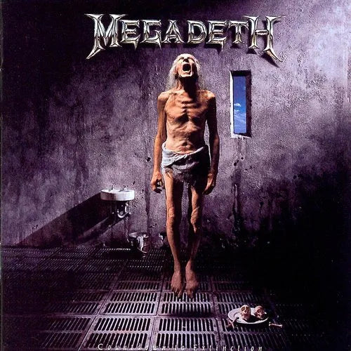 Album cover for Megadeth featuring a person in a bathroom setting with a distressed expression.