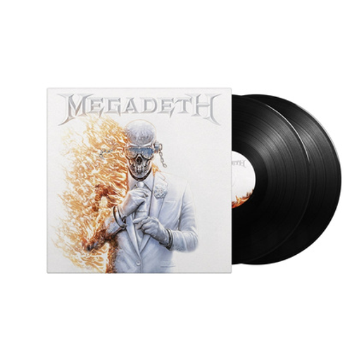 Vinyl record with Megadeth album cover featuring a skeleton in a suit.