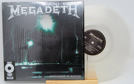Front cover and clear vinyl LP of Megadeth Unplugged in Boston Limited Edition