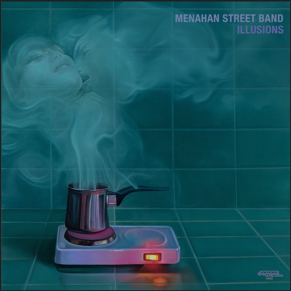 Album cover art for 'Illusions' by Menahan Street Band, featuring a surreal painting of a steaming pot on a burner against a teal tiled background.