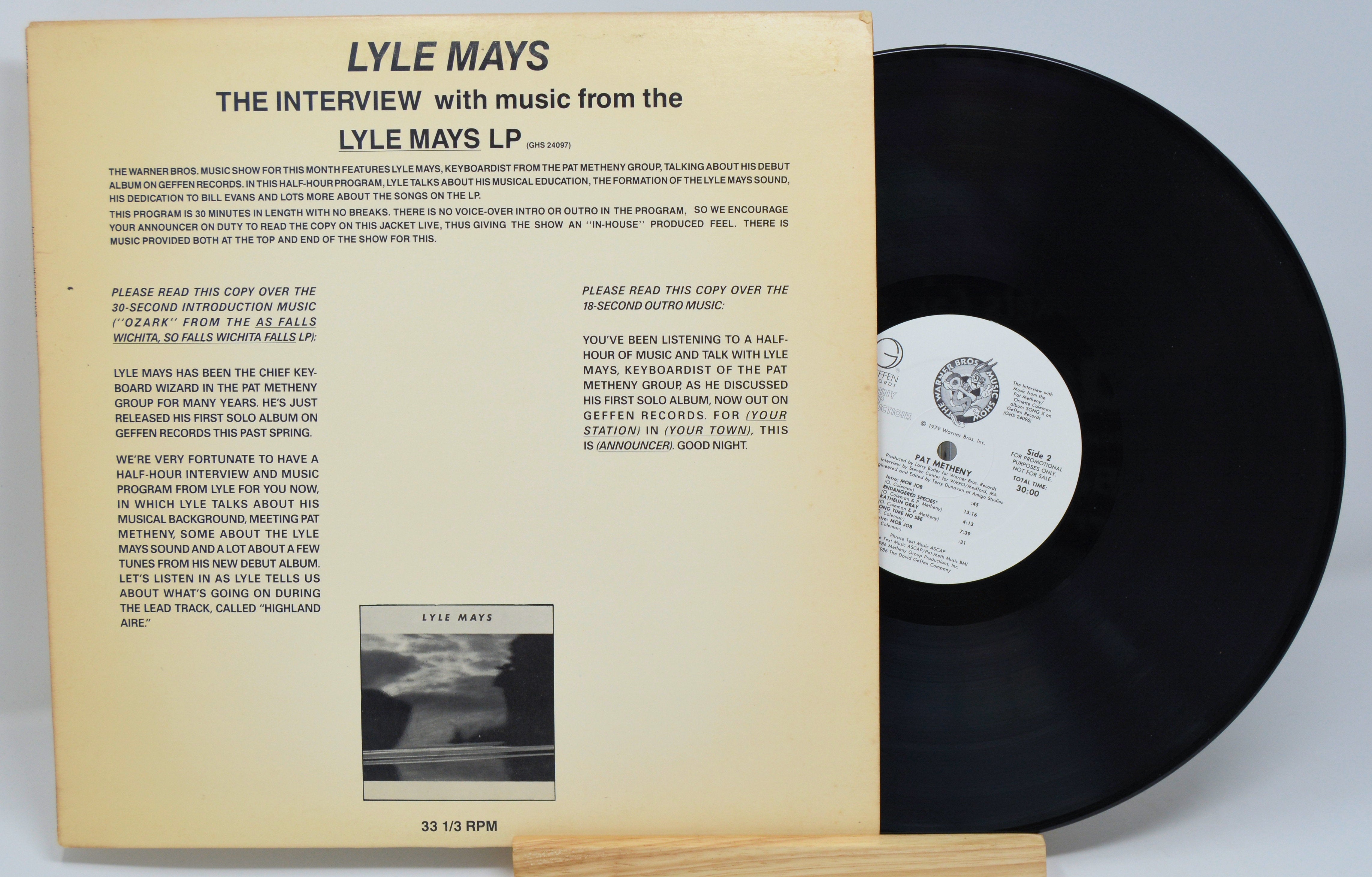 Lyle Mays / Pat Metheny Interview, Vinyl Record Album LP, Geffen