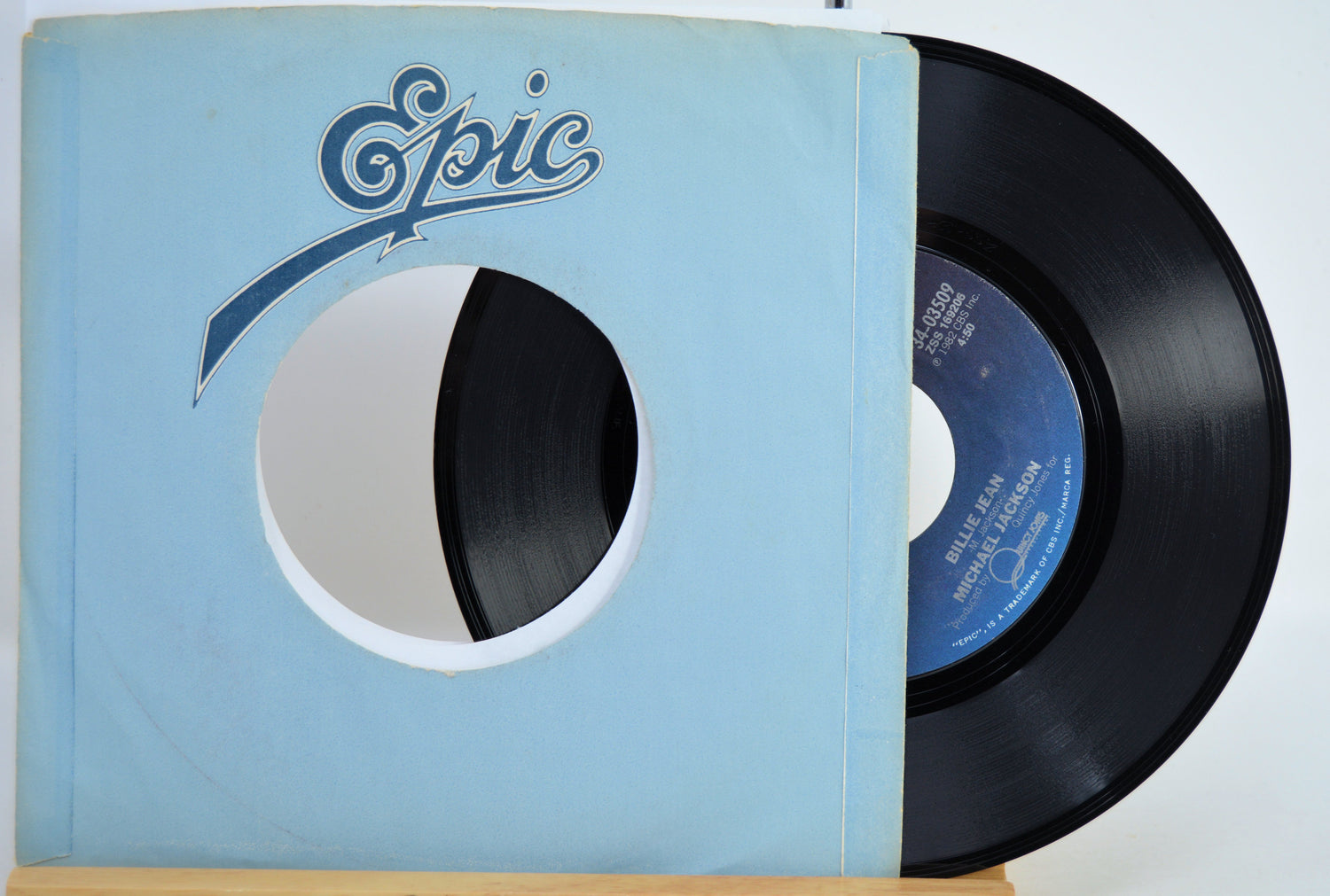 Michael Jackson 'Billie Jean' Vinyl record with blue Epic Records sleeve 