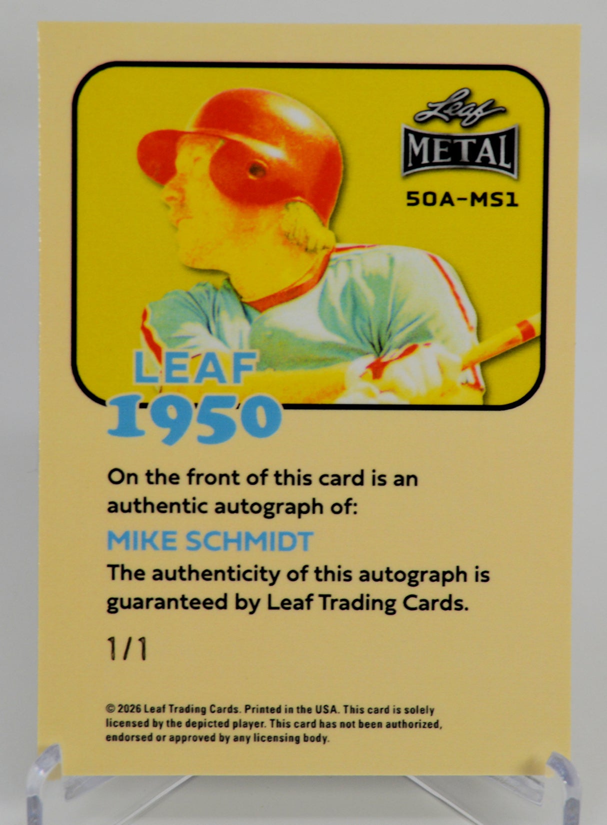 Schmidt, Mike - Signed 1/1 Leaf Metal