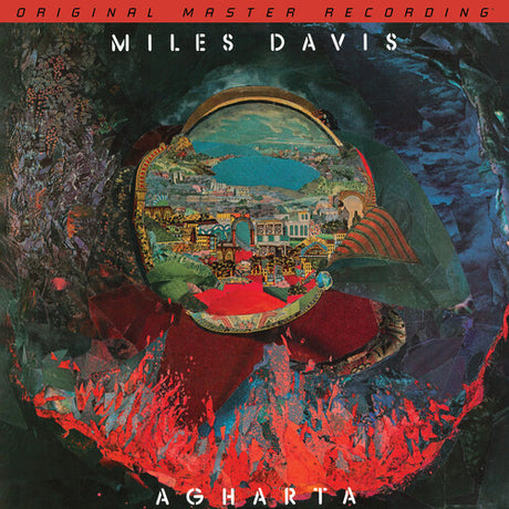 Album cover for 'Agharta' by Miles Davis with abstract design and text at the top.