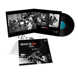 Vinyl record set with 'Birth of the Cool' by Miles Davis, featuring a black and white photo of musicians and album cover.