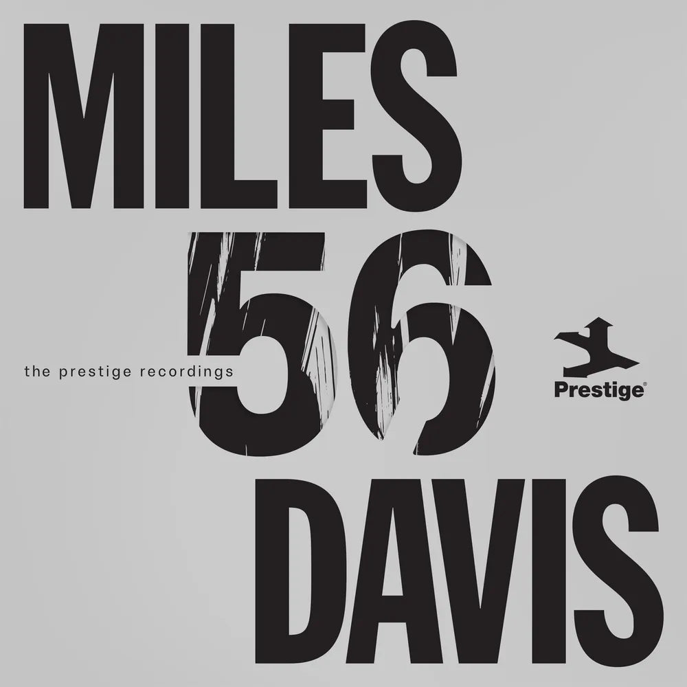 Album cover with 'Miles Davis 56' and 'Prestige' branding on a gray background