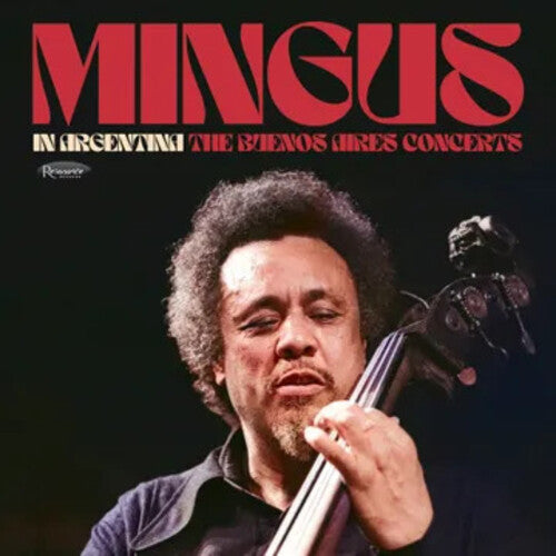 cover featuring musician playing upright bass with Mingus in large red text