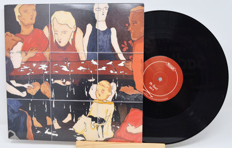 Mogwai Mr Beast vinyl album with surreal art of people around a dripping table