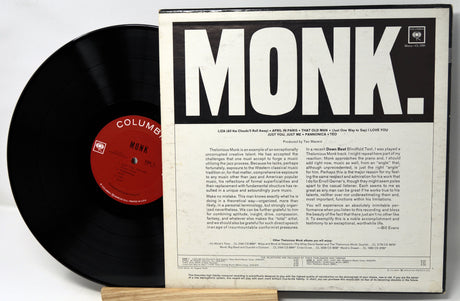 Vinyl record with cover displaying 'MONK.' and Columbia label.