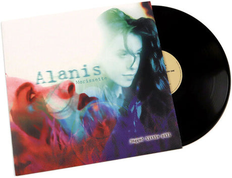 Album cover art for Morissette, Alanis - Jagged Little Pill featuring a collage of images with prominent red and blue hues, including the artist's face.