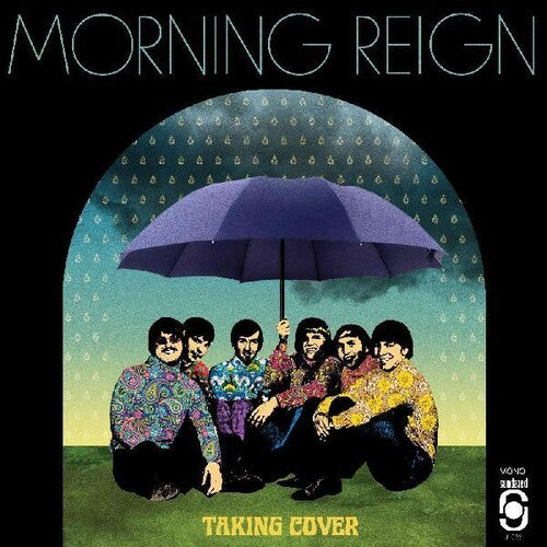 Morning Reign Taking Cover album cover featuring the band under a large purple umbrella