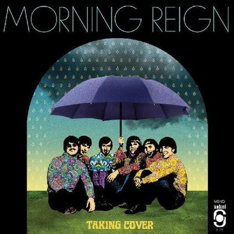 Morning Reign Taking Cover album cover featuring the band under a large purple umbrella