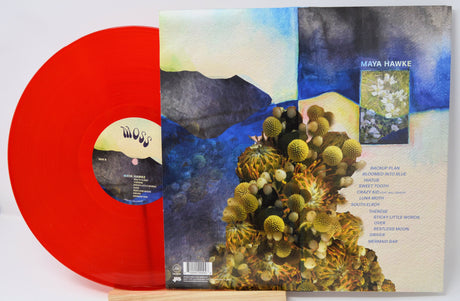Moss by Maya Hawke red vinyl LP with abstract floral album art and visible track list