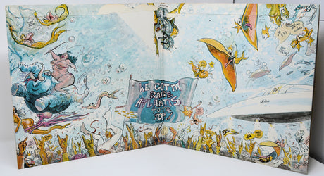 Colorful illustrated gatefold artwork inside Parliament's Motor Booty Affair vinyl album
