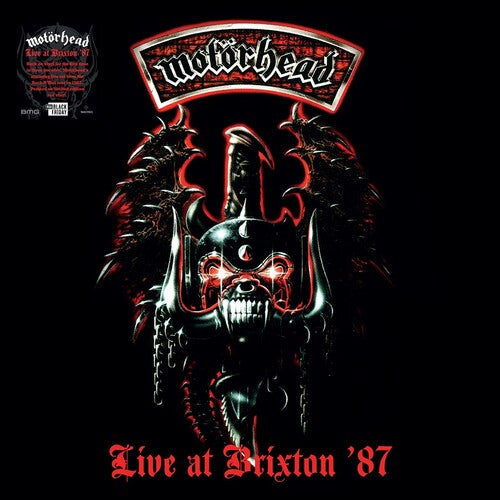 Motörhead Live at Brixton '87 album cover featuring demonic mascot and gothic logo