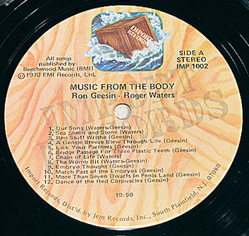 Music from The Body LP record label featuring track list and artwork